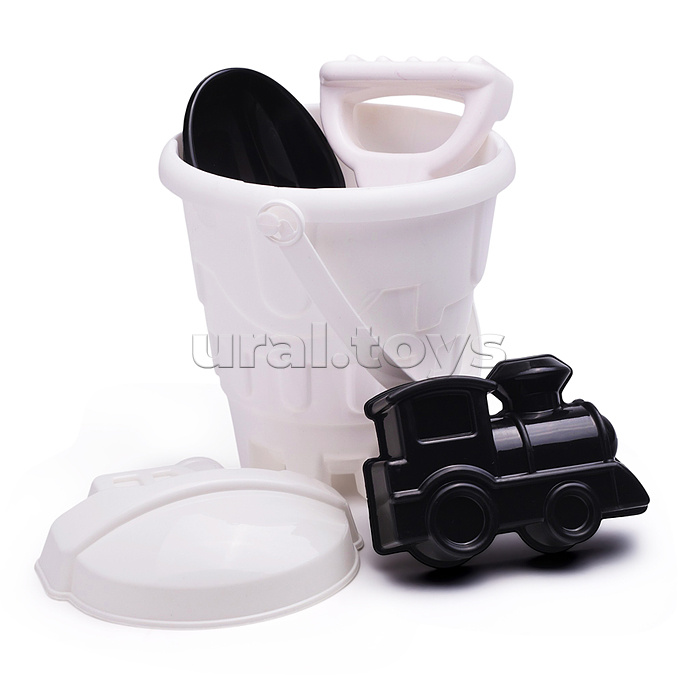 Набор песочный №13 (ведро+лопатка+грабли+2 формочки транспорт) "Инь-Янь"