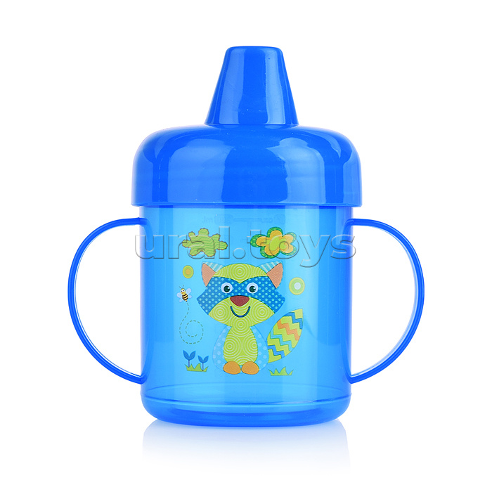 Поильник-непроливайка с жестким носиком, с ручками, ассорти, 200 мл, 5+, 1шт.