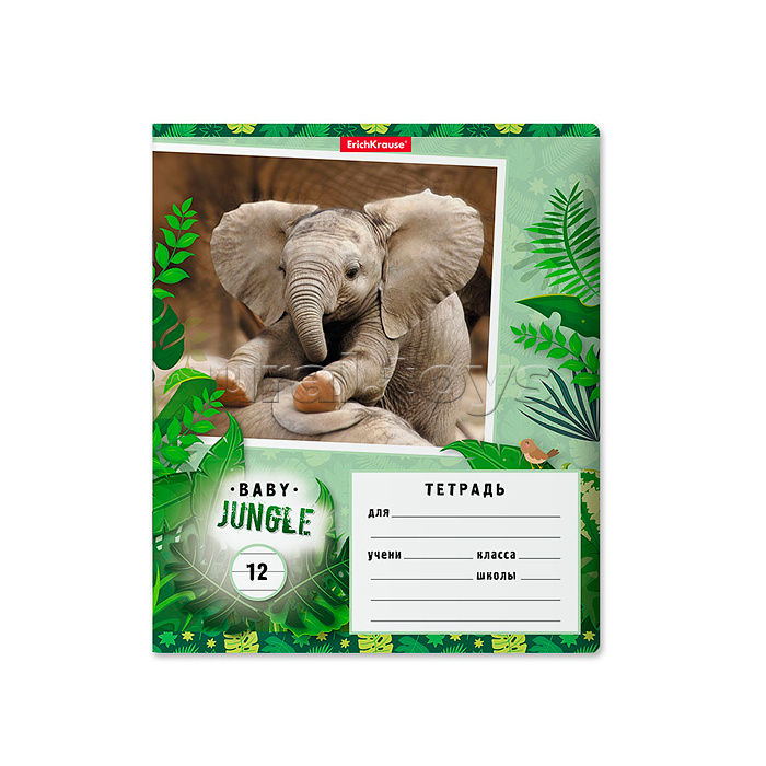 Тетрадь 12л. линейка "Baby Jungle" (в плёнке по 10 шт.)