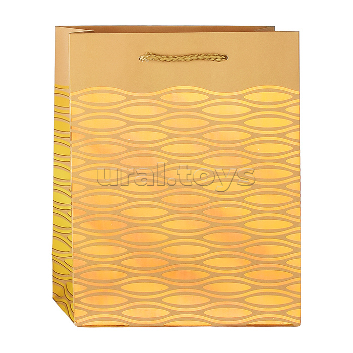 Пакет подарочный бумажный "Pure Gold" вертикальный, размер 18x23x8 см, тиснение фольгой, бумага 210 г/м², ассорти 4 дизайна