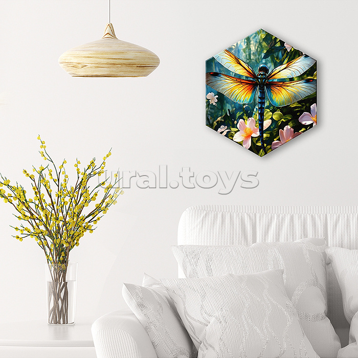 Картина по номерам 37х32 "Стрекоза" Гексагон (28 цветов)