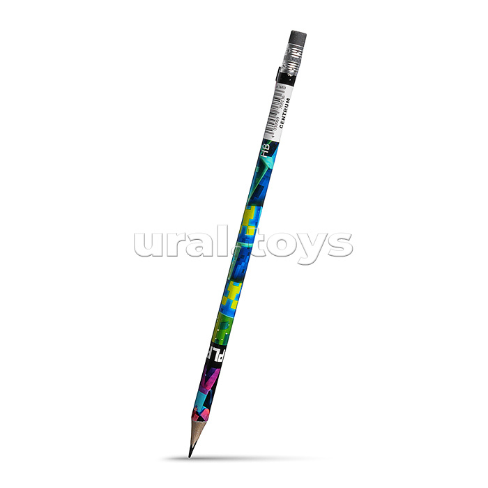 Карандаш чернографитный трехгранный деревянный заточенный с ластиком "My game"