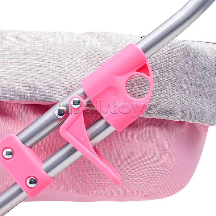 Коляска-люлька для кукол, металлическая, с корзиной, цвет серо-розовый