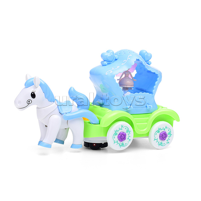Лошадка с каретой (свет, звук, проектор) в коробке