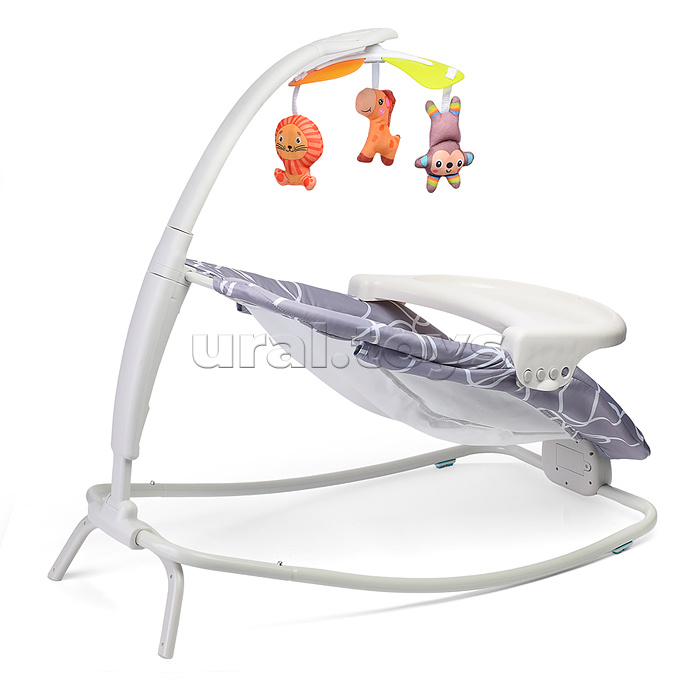 Шезлонг детский 8584 "Жирафик" в коробке (серый)