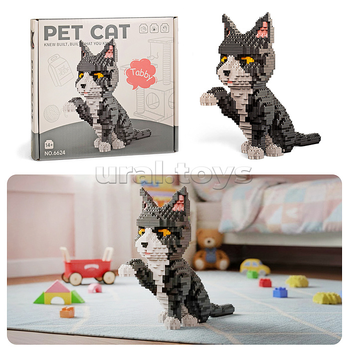 Конструктор "Серый котик" 3D, в коробке