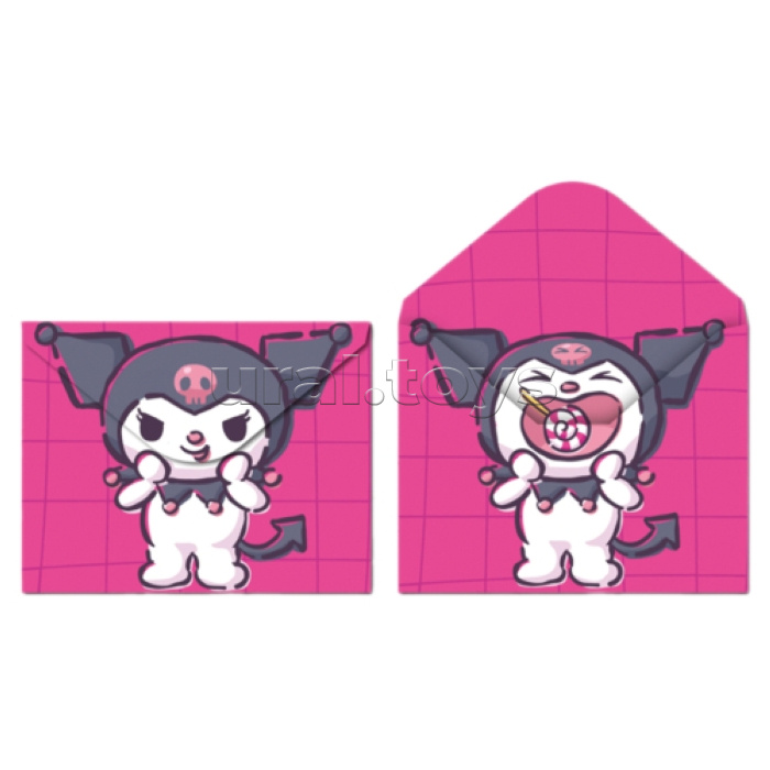 Папка-конверт на кнопке А4, пластик, "Куроми с леденцом" 180 мкм, двусторонняя печать