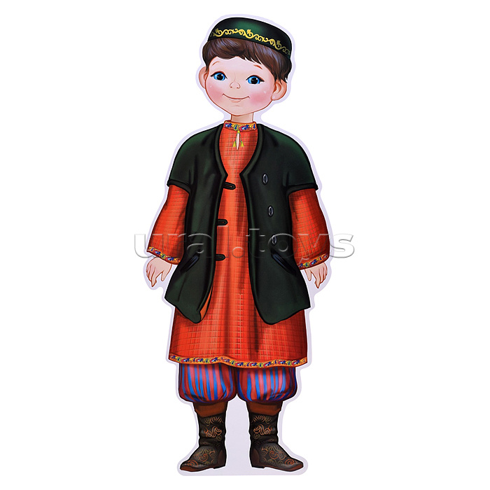 Плакат вырубной А3 в пакете. Мальчик в татарском костюме (двухсторонний, в индивидуальной упаковке, с европодвесом и клеевым клапаном)