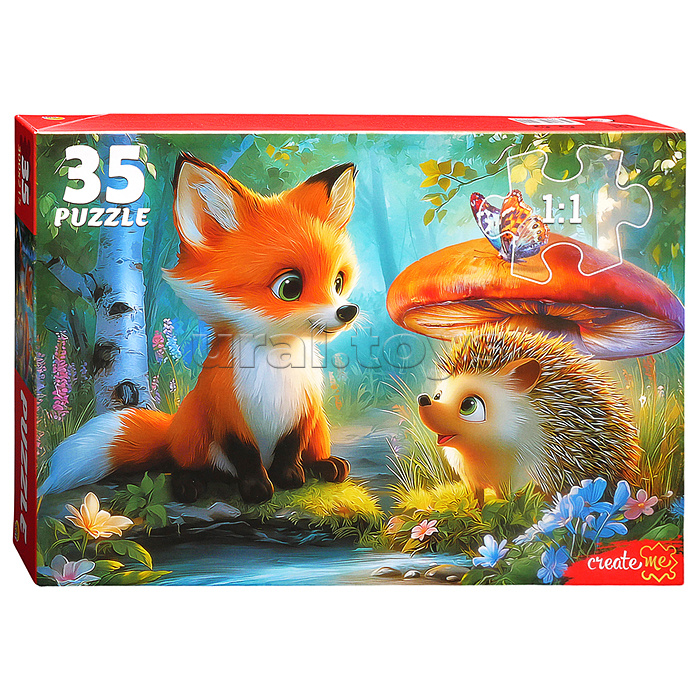 Пазлы 35 "Лиса и ежик"