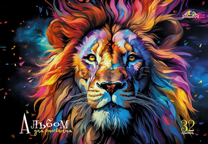Альбом для рисования 32л. на гребне цв.мел.карт.обл."Лев"
