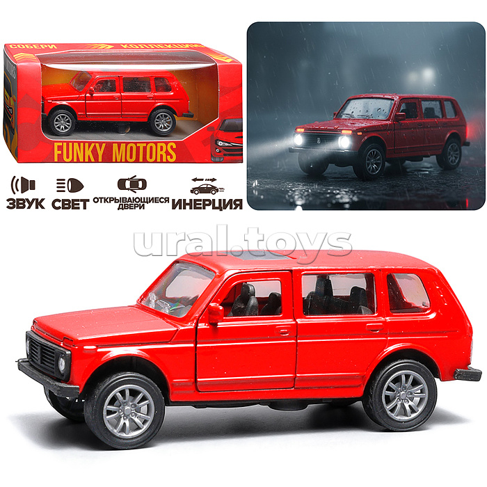 Красная инерционная машинка вид В die-cast , 1:32