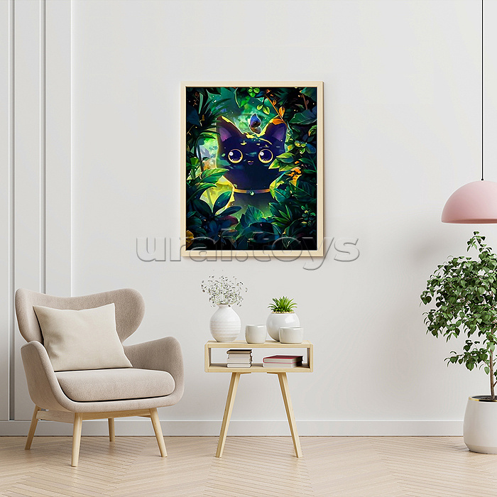 Картина по номерам 40х50 "Кошачий Арт" черный холст 23 цвета