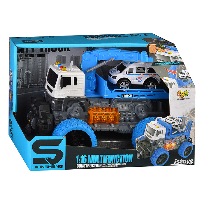 Машина "Эвакуатор" 1:16 (свет, звук) в коробке (цвет зеленый)