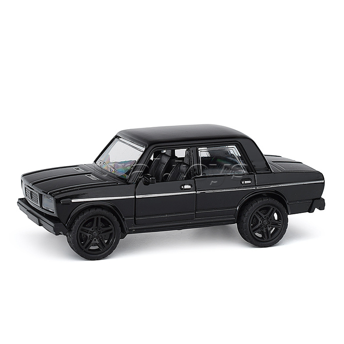 Чёрная инерционная машинка, квадратные фары, die-cast, 1:32, открывающиеся двери