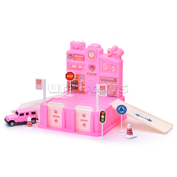 Игровой набор "Паркинг" (96 дет.) розовый, в коробке