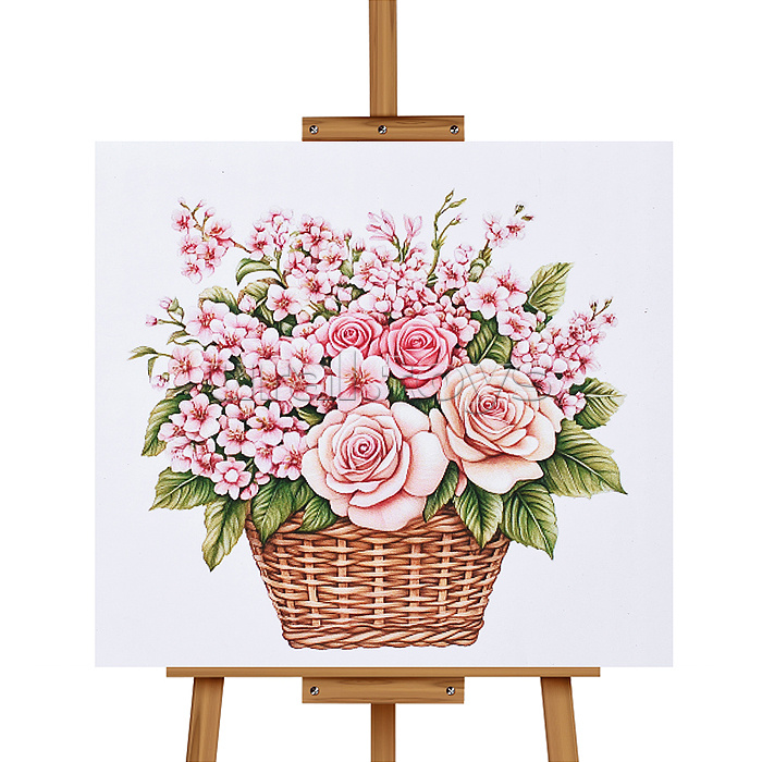 Мозаика алмазная "Букет цветов в корзинке" 20*20 см.