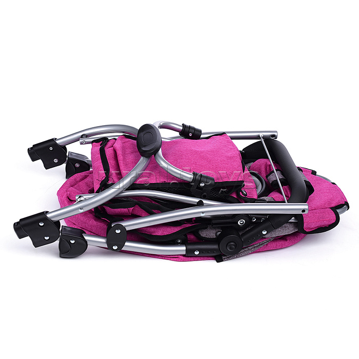 Коляска-трансформер для кукол, металлическая, регулируемая ручка, с корзиной, цвет розовый