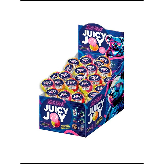 Карамель на палочке с жевательной резинкой, Конфититрейд Juicy Joy, 50шт, 29г.