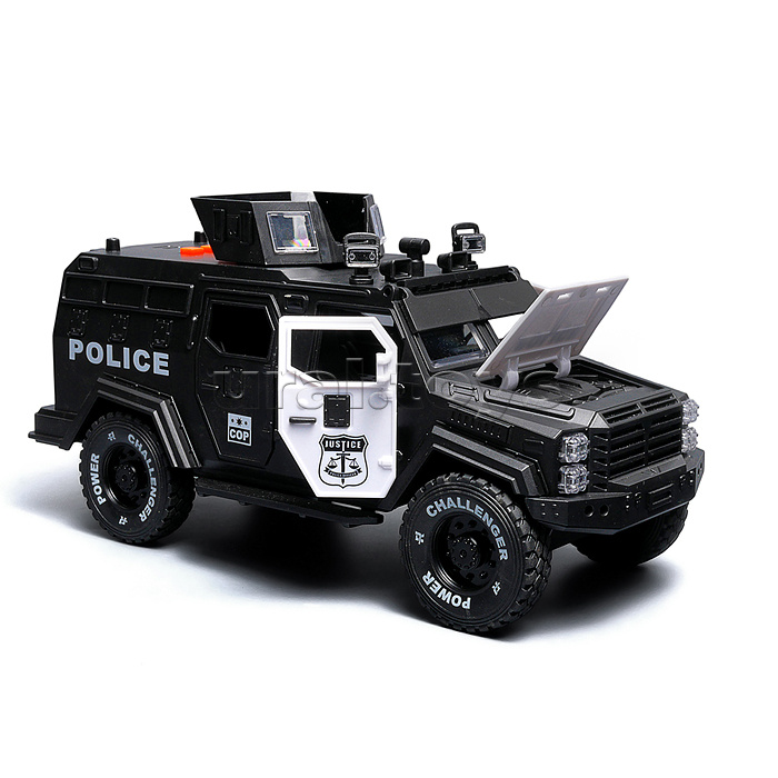 Машина "Бронеавтомобиль полиции" (свет, звук) цвет черный, в коробке