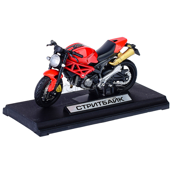 Модель металл Стритбайк 11см, руль поворач, подвеска, подножка