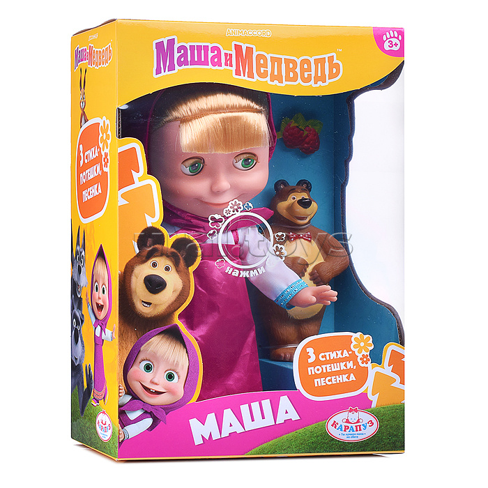 Кукла Маша 25см, "Маша и Медведь" озвуч, медведь, коробка Кукла Маша 25см, "Маша и Медведь" озвуч, медведь, коробка