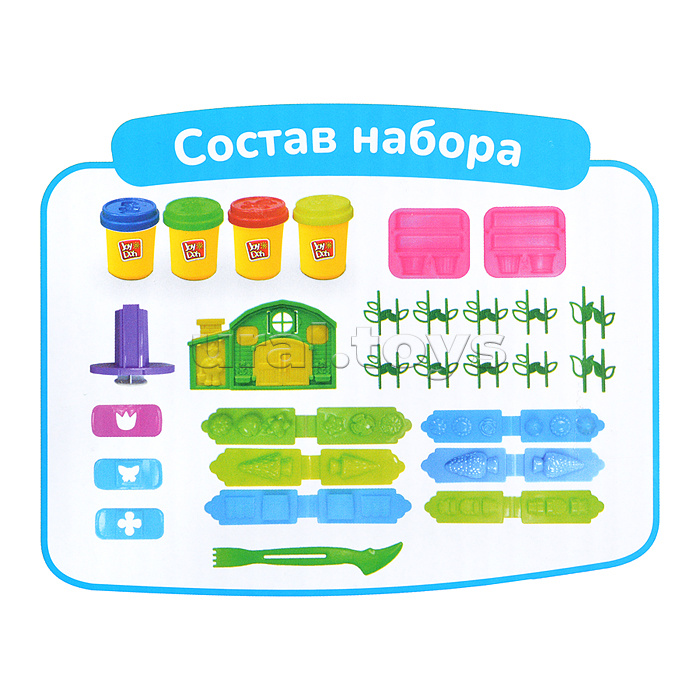 Масса для лепки набор Florist set - Набор флориста,, форма дома, 3d формы, 22 аксессуаров, 4 баночки с тестом (4 x 56 г.)