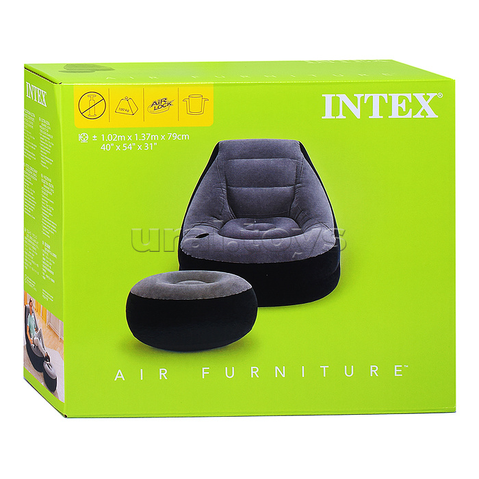 Надувное кресло 102х137х79см "Ultra Lounge" с пуфиком 64х28см, 100кг, 68564NP INTEX