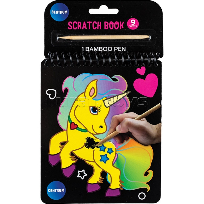 Блокнот-гравюра 160x190мм "Единорог". В наборе: 8 листов, бамбуковая палочка