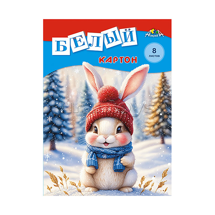 Картон белый А4, 8л. папка "Зайка"