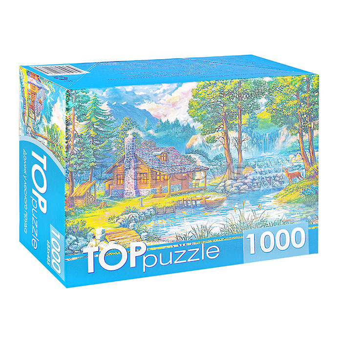 Пазлы 1000 TOPpuzzle "Домик у лесного пруда"