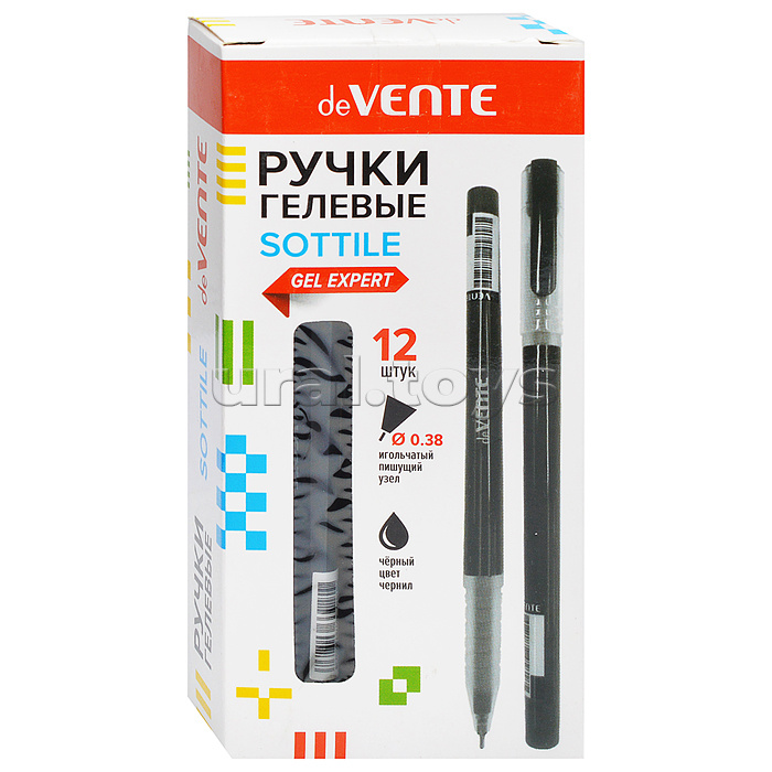 Ручка гелевая "Sottile" d=0,38 мм, черный корпус с полупрозрачной матовой грип-зоной, сменный стержень, индивидуальная маркировка, черная