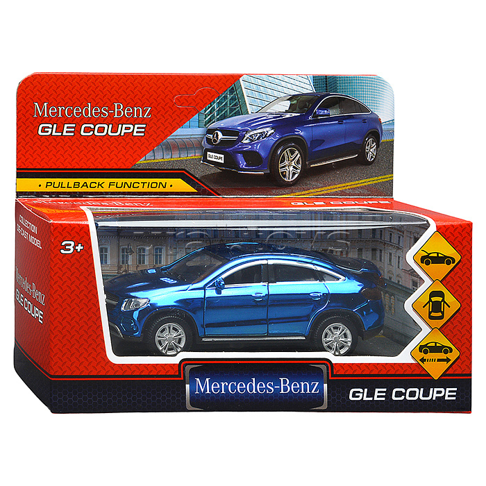 Машина металл Mercedes-Benz Gle Coupe 12 см, (откр. двери, синий хром) в коробке