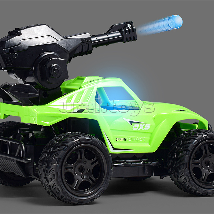 Машина с водяной пушкой,р/у, цвет зелёный, 27 MGz, в коробке