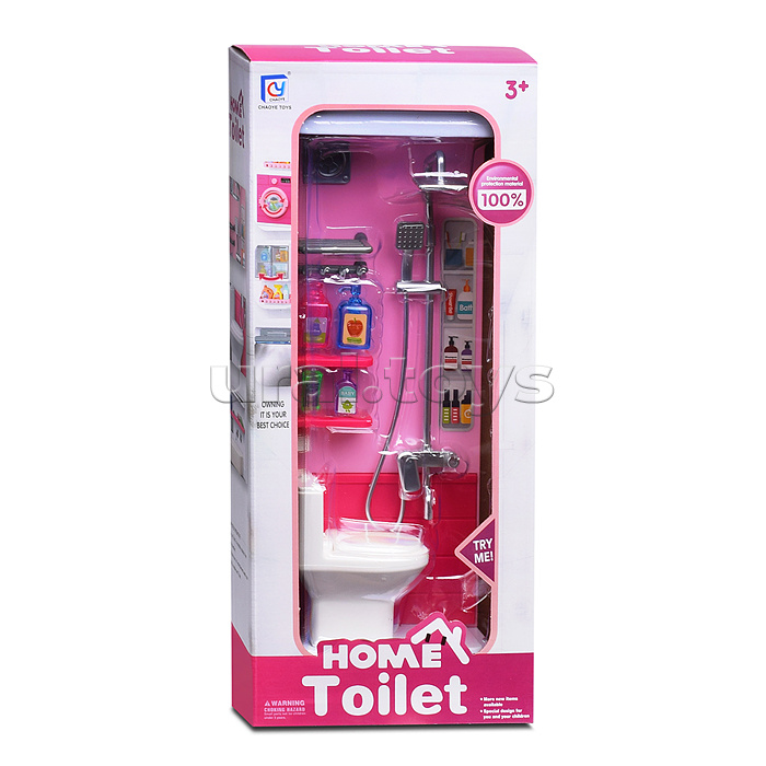 Набор мебели "Уборная с душем" розовая, в коробке