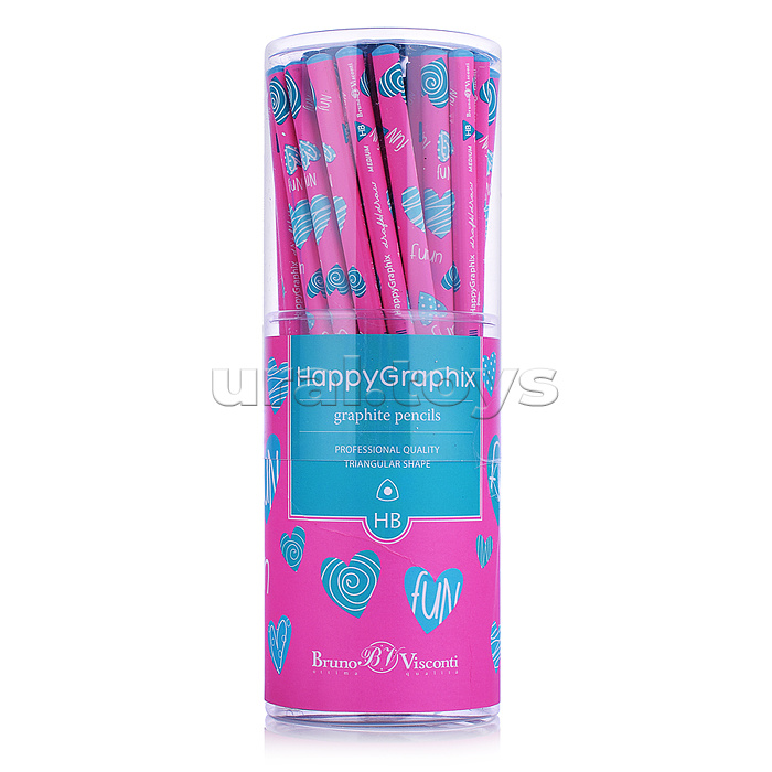 Карандаш чернографитный "HappyGraphix. Сердечки. Эмоции.Бирюза" НВ