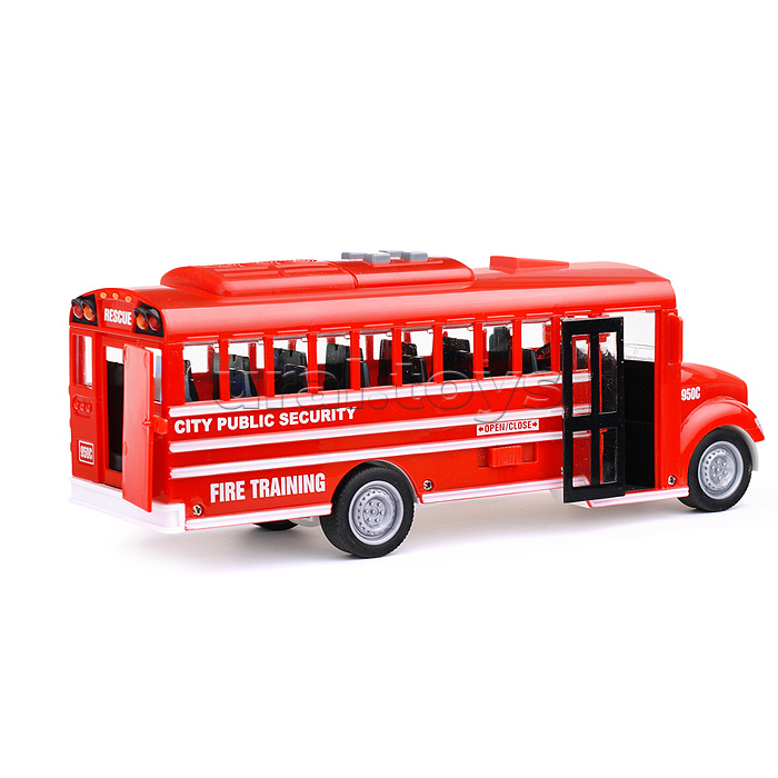 Автобус инерц. красный, на батарейках, в коробке