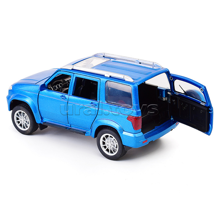 Машина металл UAZ Патриот 17,8 см, (двери, свет-звук, инерция, син,) в коробке