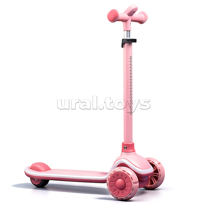 Самокат 3-х колесный ROCKET,колеса PU со светом, цвет розовый