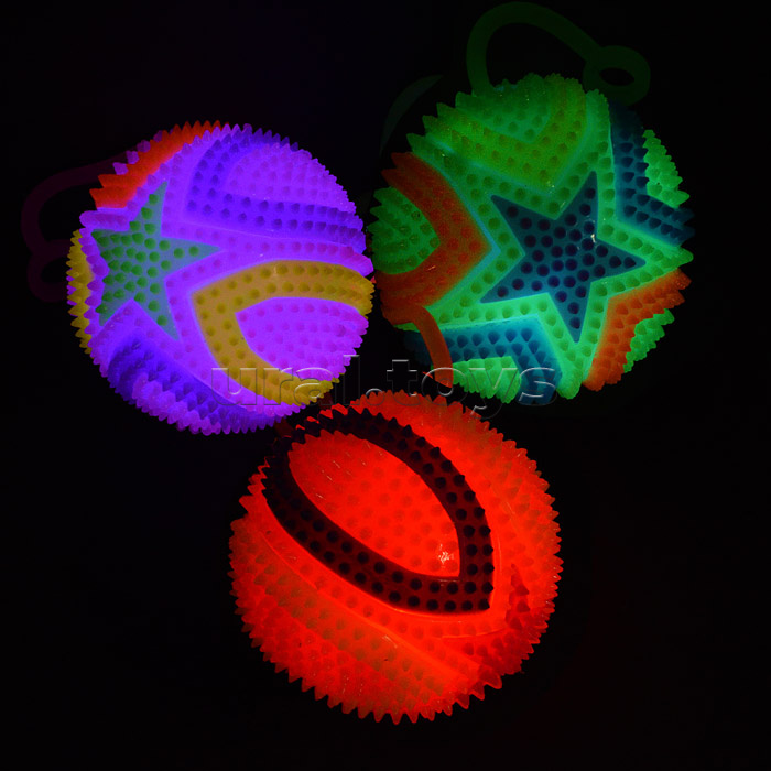 Мяч-ежик "Радужный" со светом, (7,5см) в коробке
