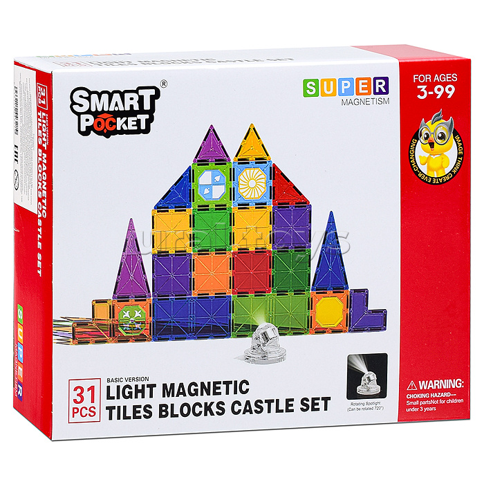 Конструктор магнитный "Замок" с прожектором (31 дет.) в коробке