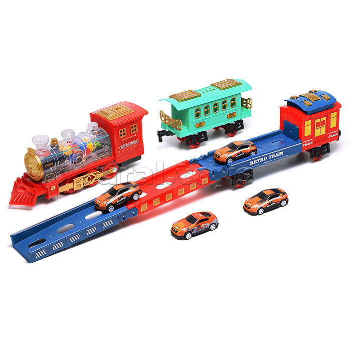 Железная дорога 2 в 1 "Ретро поезд" с подсветкой и эффектом дыма, в коробке