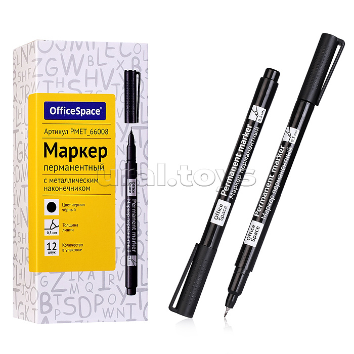 Маркер перманентный черный, тонкий металл. наконечник, 0,5мм