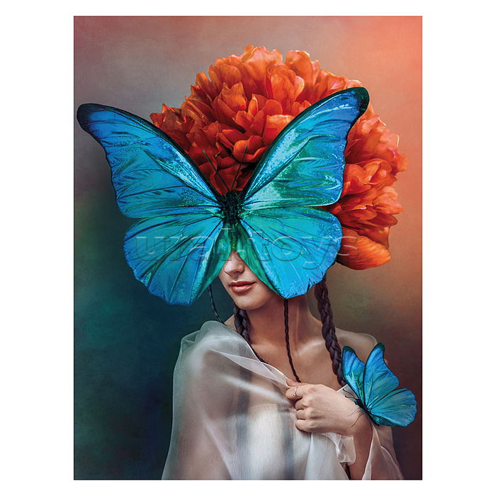 Холст с красками 40х50 по номерамю "Девушка с бабочкой" (23 цв.)
