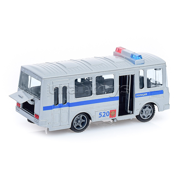 Машина металл ПАЗ 3205 14 см, (свет-звук, дв., багажник) инерц., в коробке