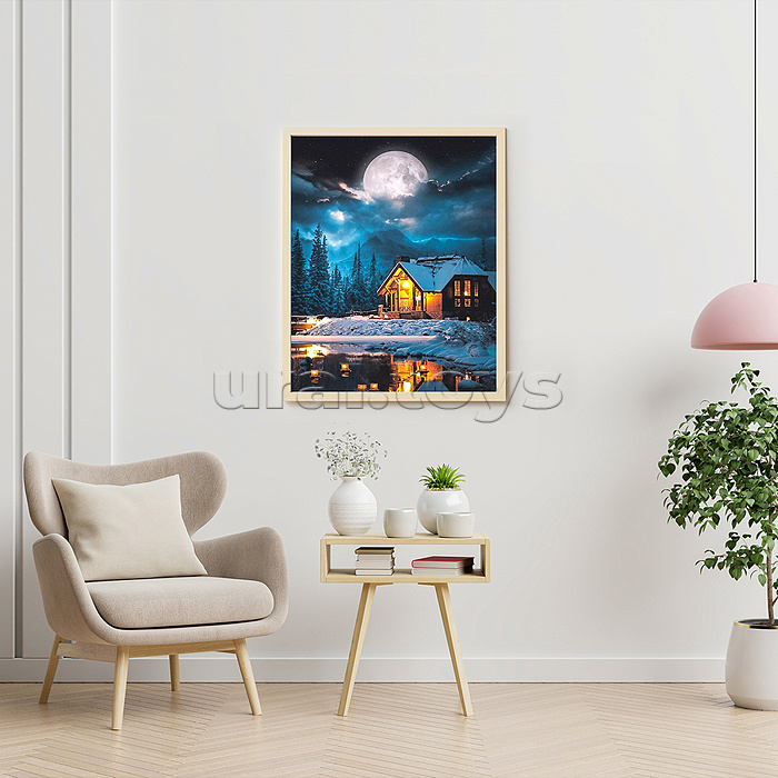 Картина по номерам 40х50 "Уютный зимний домик" (27 цв.)