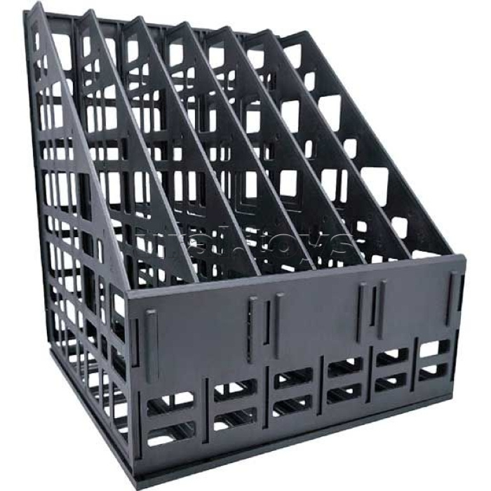 Вертикальный накопитель 6-ти секционный А4 "Square" размер 245x250x300 мм, полистирол, сборный, 3, 4, 6 секций на выбор, перегородки убираются, черный