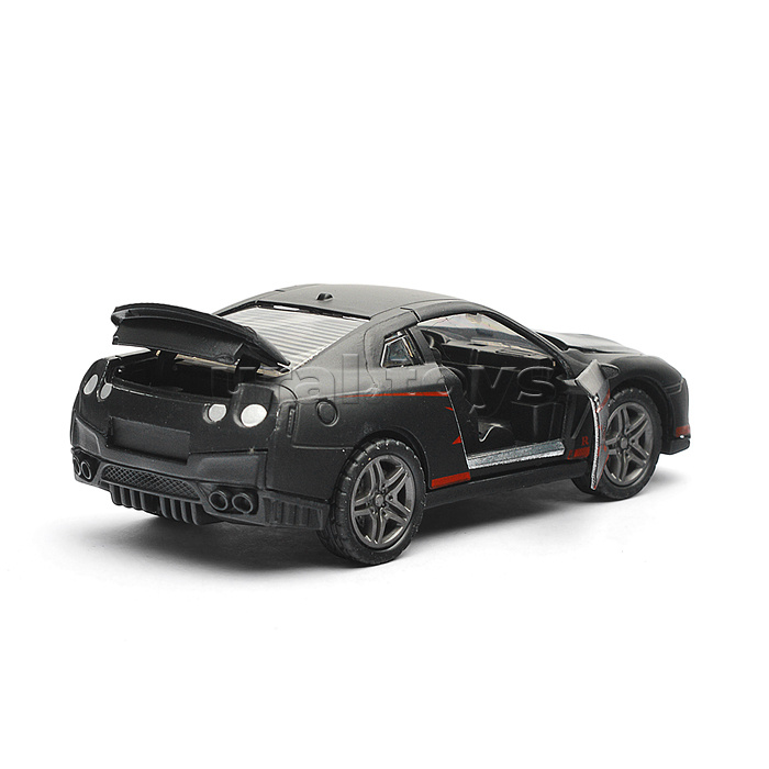 Чёрная инерционная машинка Спорткар со спойлером die-cast,1:32, открывающиеся двери