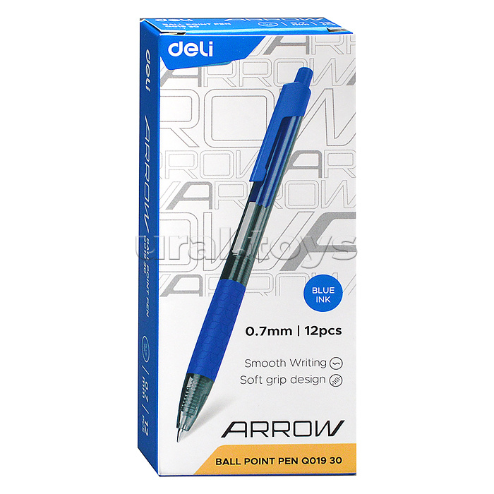 Ручка шариковая EQ01930 Arrow авт. 0.7мм резин. манжета прозрачный/синий синие чернила (1шт)