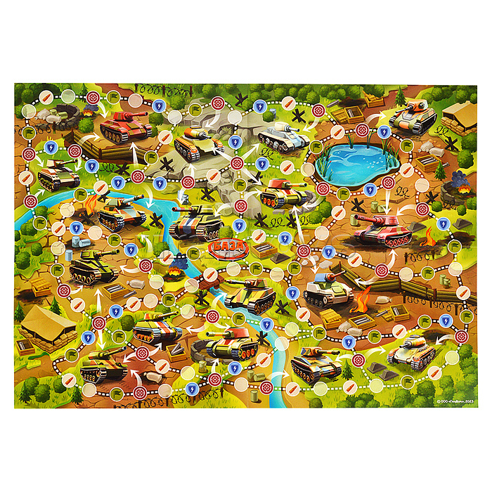 Игра-ходилка в коробке с карточками. Танки, в бой!