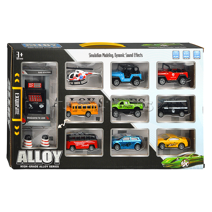 Набор машин с заправочной станцией, в коробке